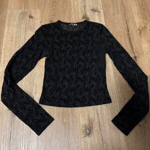 I AM GIA Black Mesh Long Sleeve Top Size‎ XS